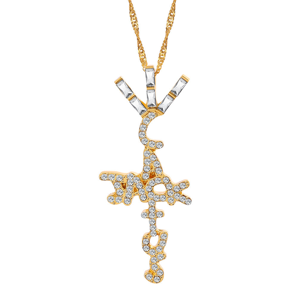 Wholesale Cactus Jack Letter Hollow Pendant Alloy Necklace